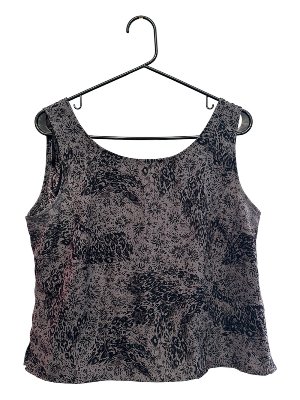 Vintage 90’s Sag Harbor Black and Gray Floral-Print Scoop Neck Crop Top 12P